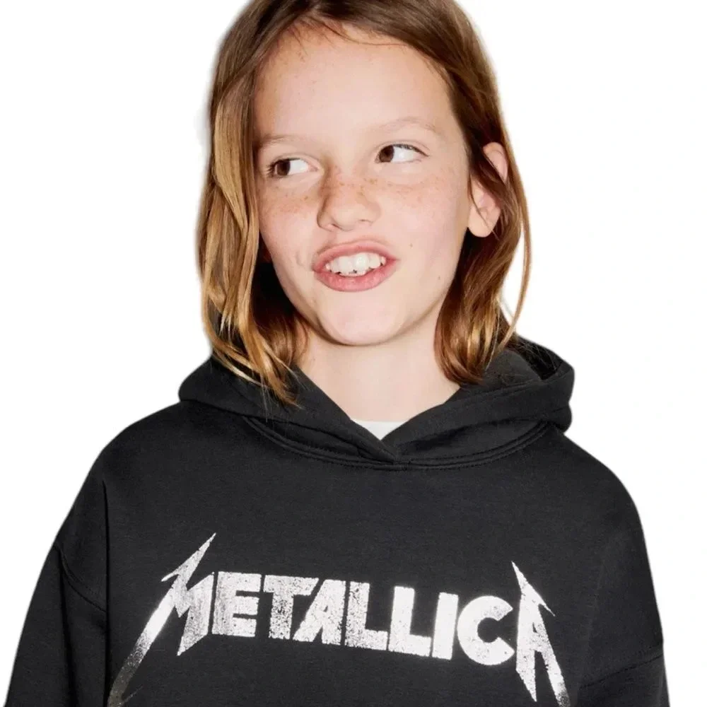 ZARA Kids Black Metallica Hoodie Sweatshirt NWT Size 6